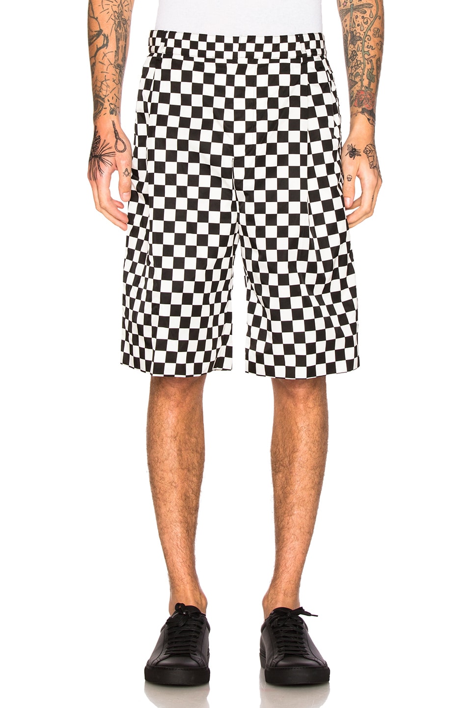 Image 1 of Givenchy Checkerboard Print Shorts in Black & White