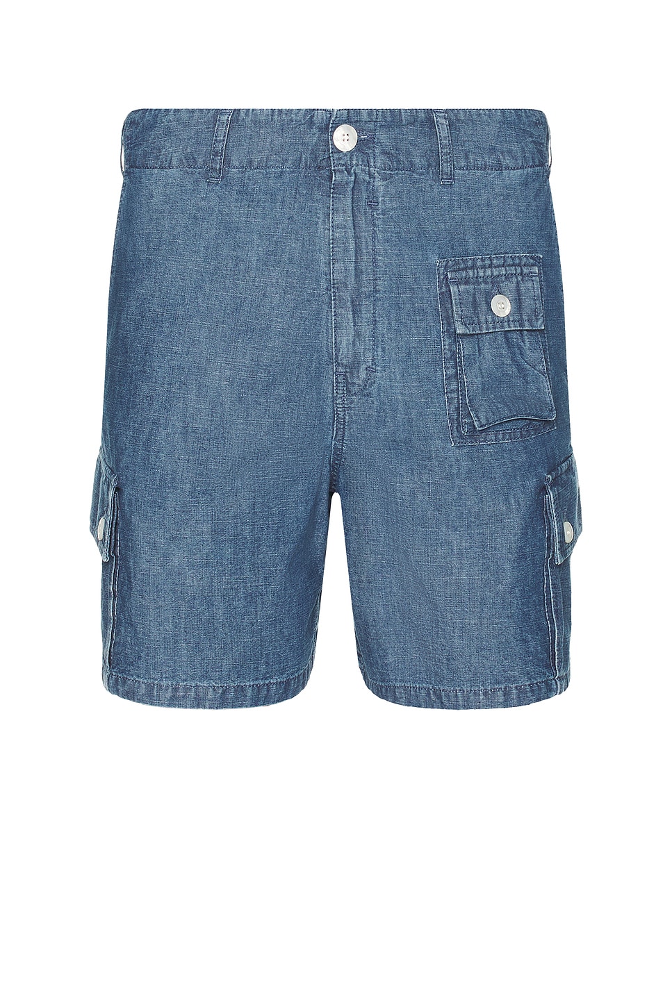 Image 1 of Givenchy Chambray Cargo Shorts in Denim Blue