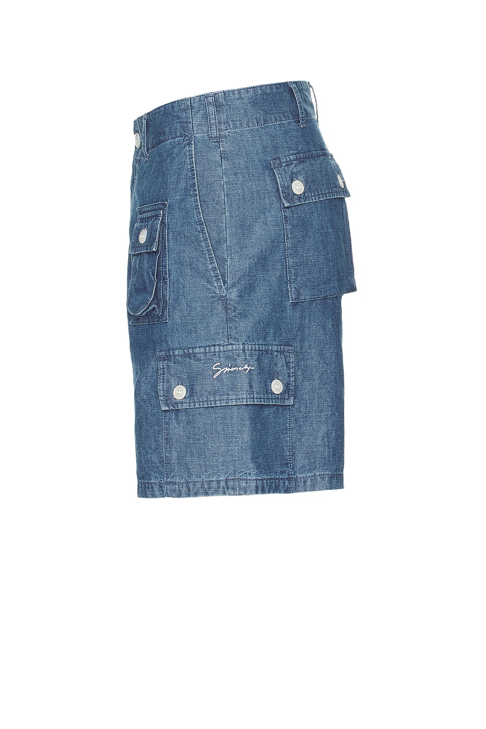 Image 4 of Givenchy Chambray Cargo Shorts in Denim Blue