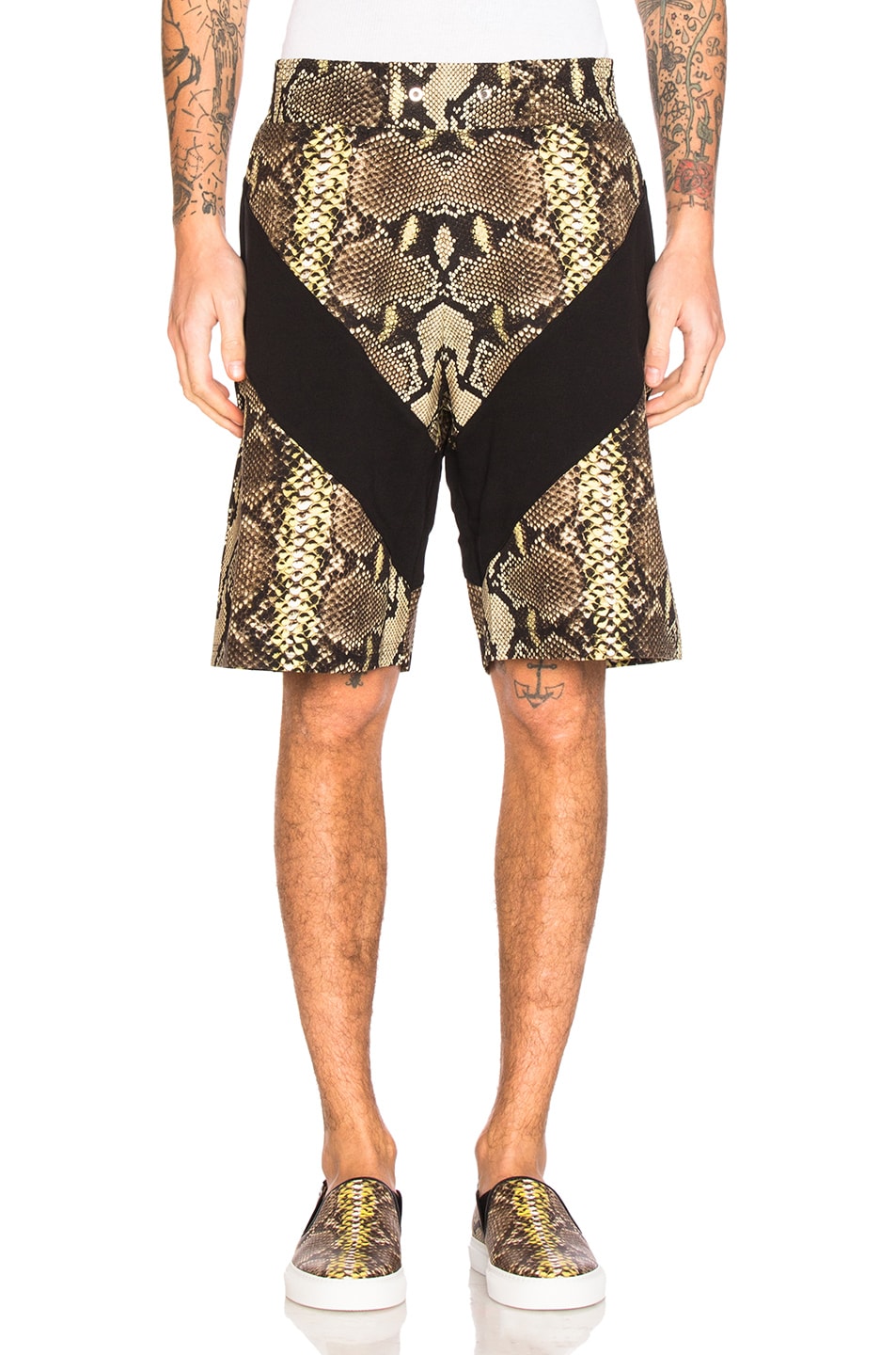 Image 1 of Givenchy Snake Print Bermuda Shorts in Dark Beige