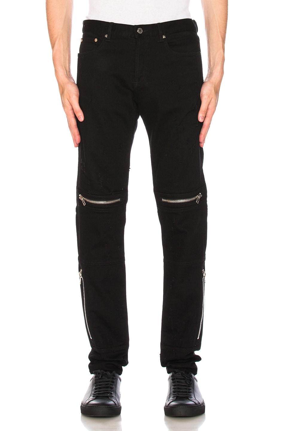 Image 1 of Givenchy Distressed Biker Jeans in Black