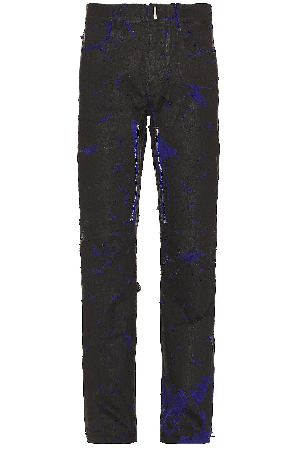 Image 1 of Givenchy Straight Fit Denim Trouser With Zip in Blue & Black