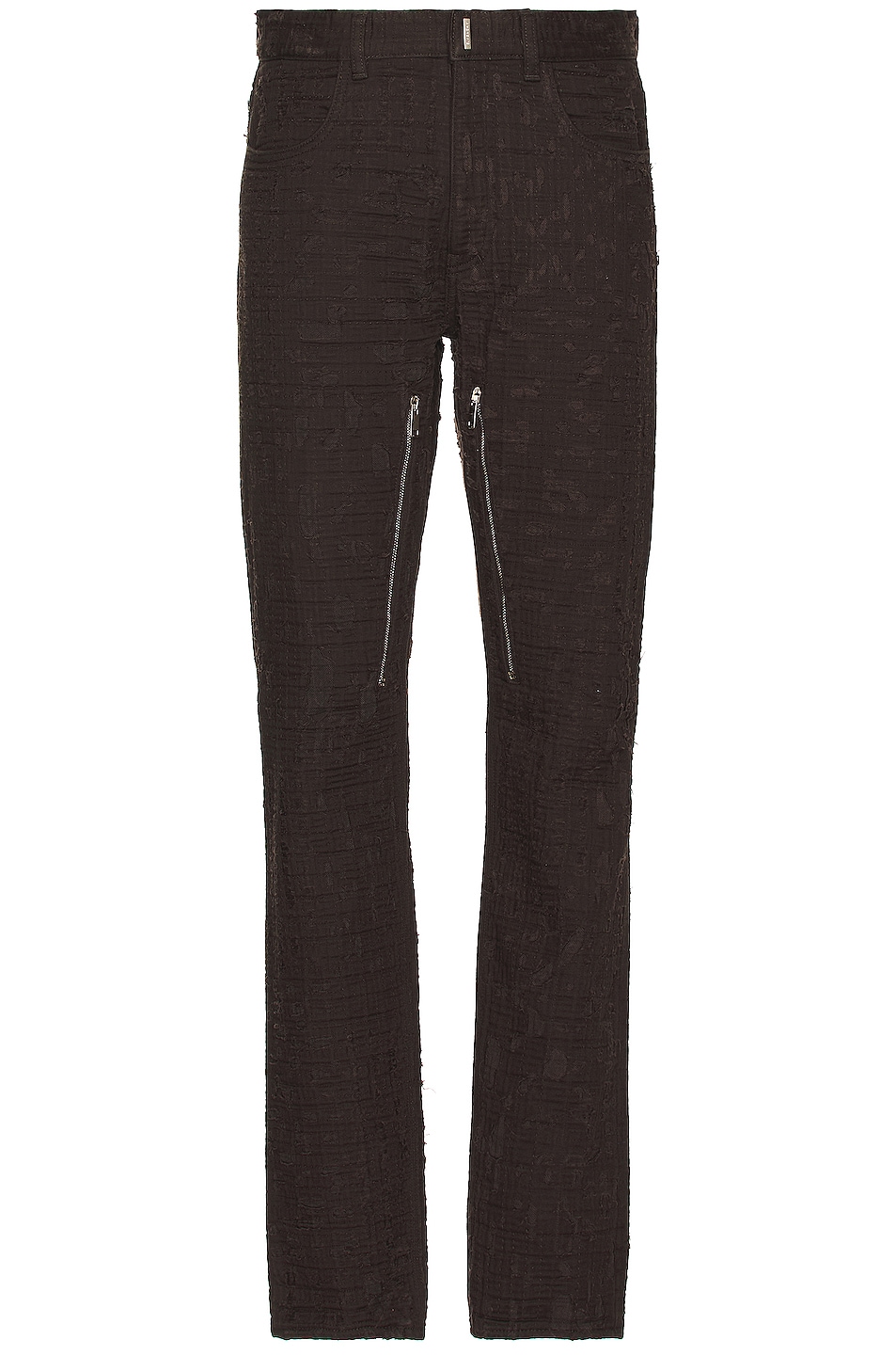 Image 1 of Givenchy Slim Fit Denim Trousers With Zips in Dark Brown