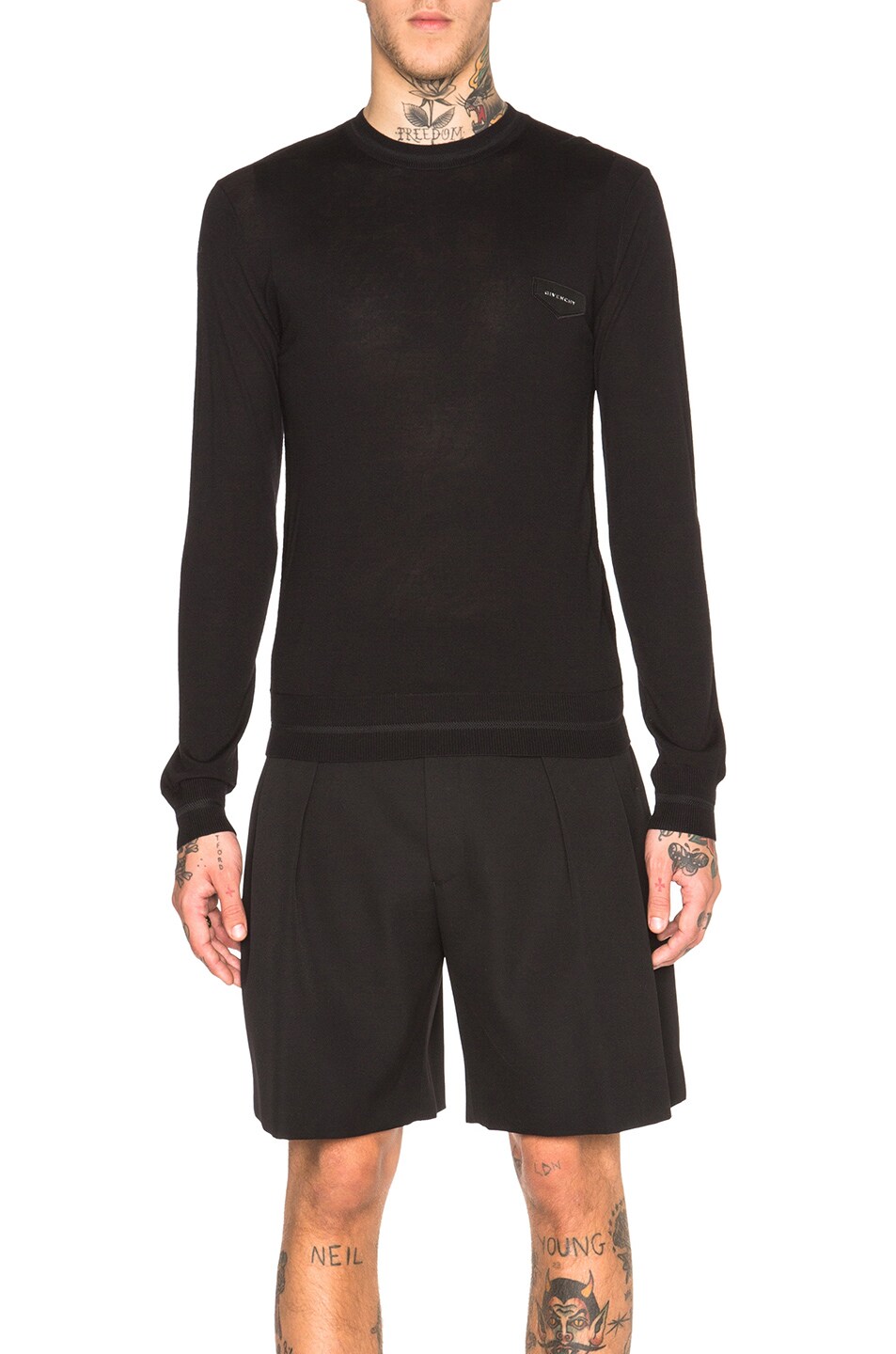 Image 1 of Givenchy Crew Neck Patch Jumper in Black