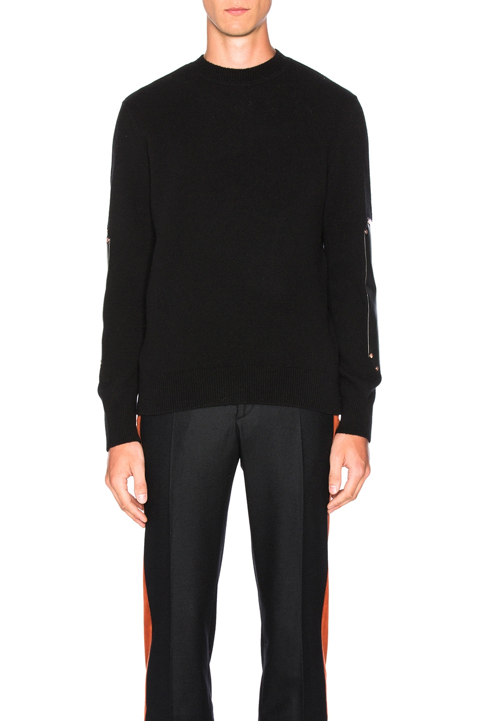 Image 1 of Givenchy Wool & Leather Patches Sweater in Black