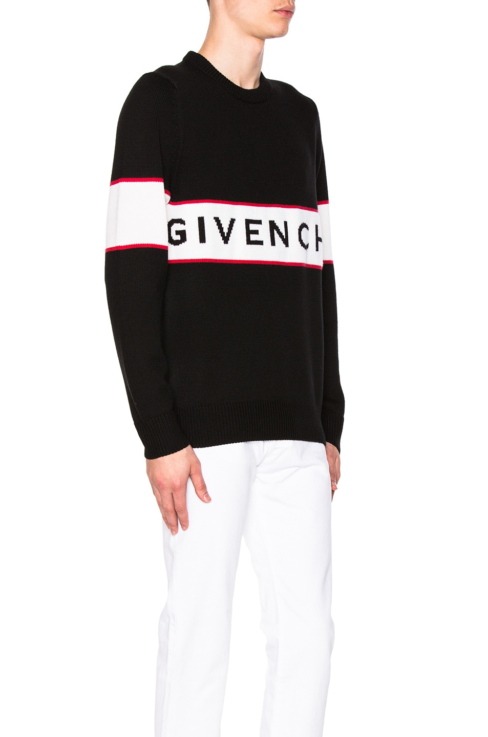 GIVENCHY Logo-Stripe Wool Sweater, Black | ModeSens