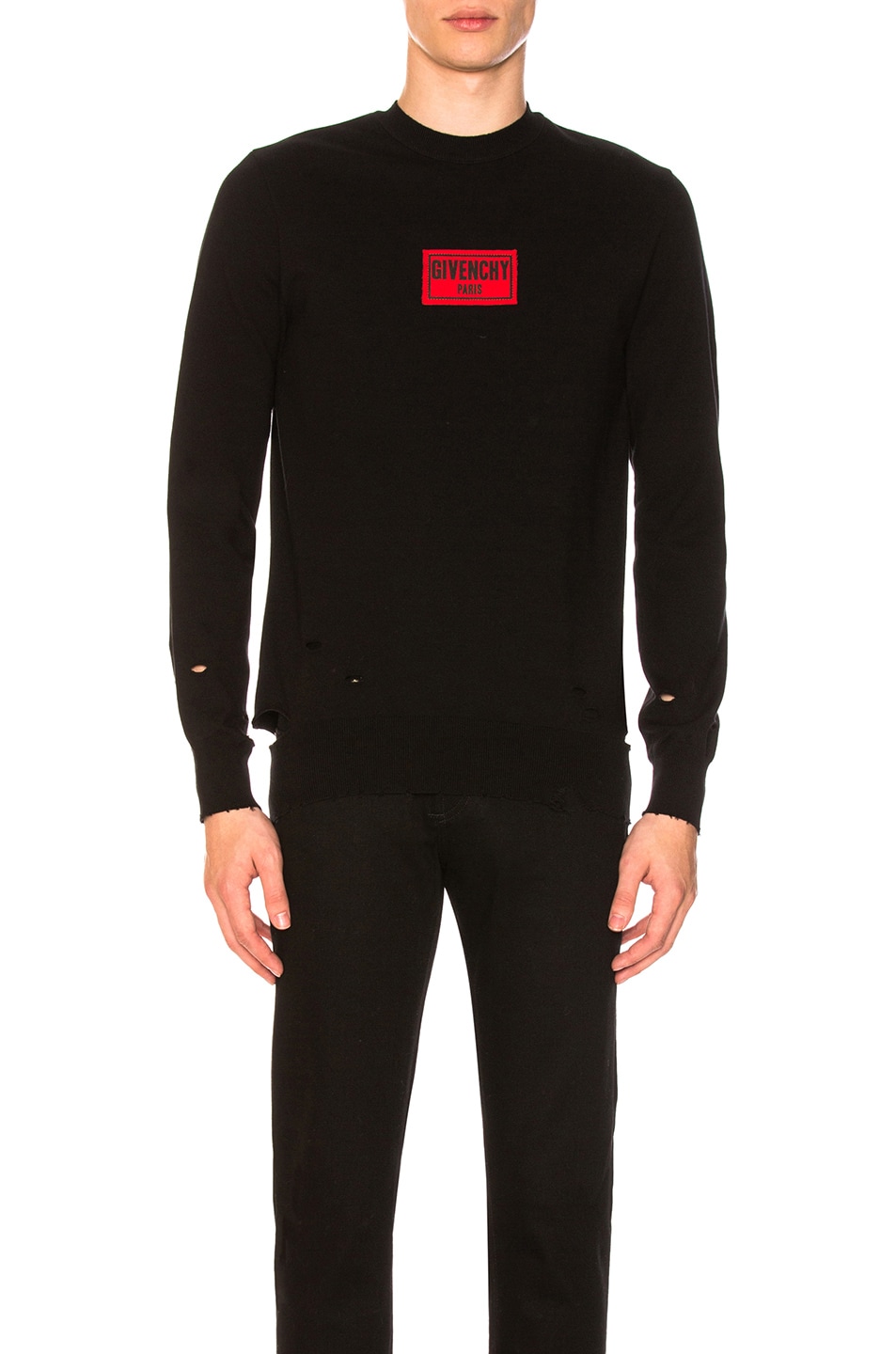 Image 1 of Givenchy Distressed Logo Sweater in Black