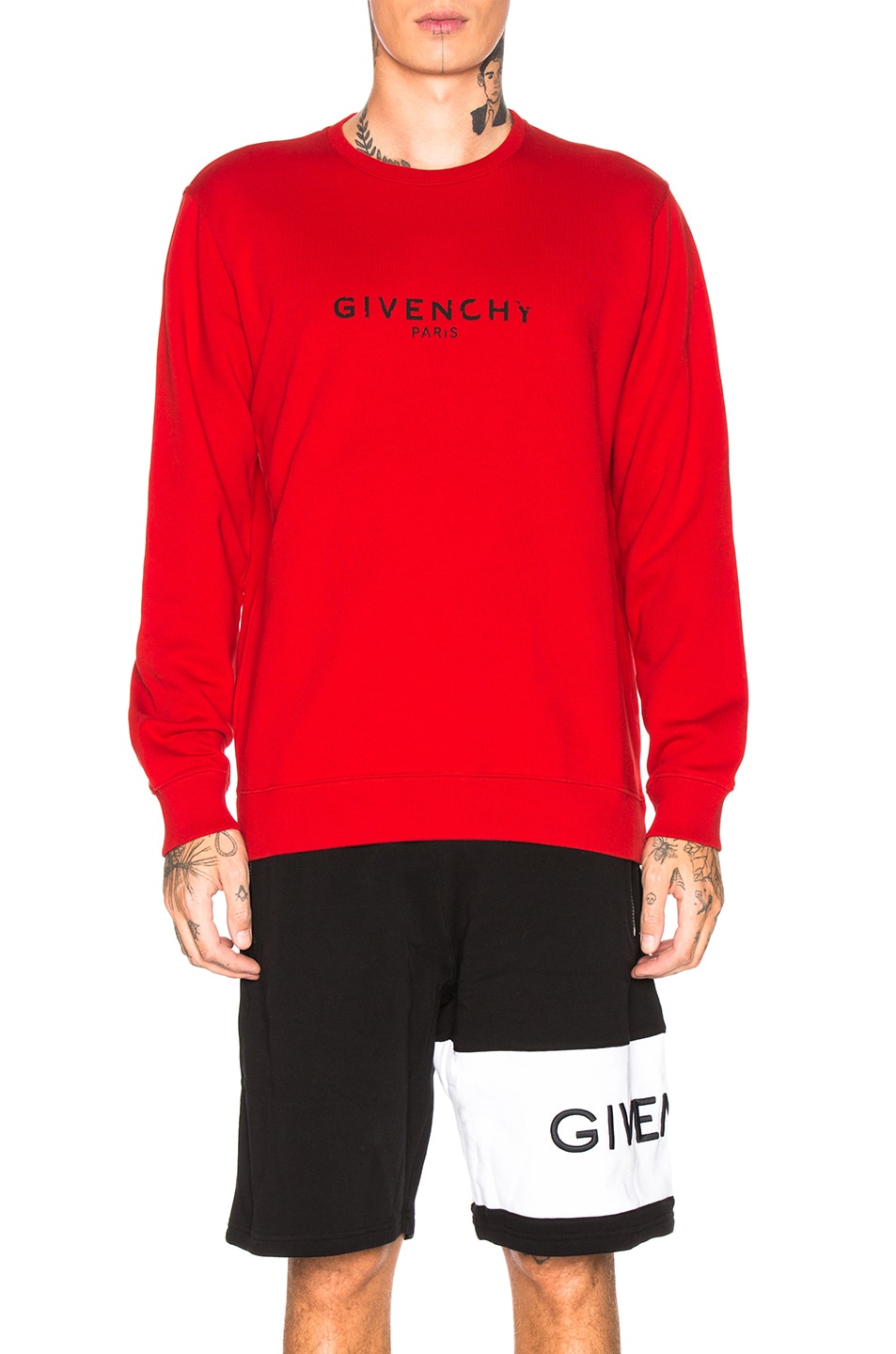 Image 1 of Givenchy Distressed Logo Sweatshirt in Bright Red