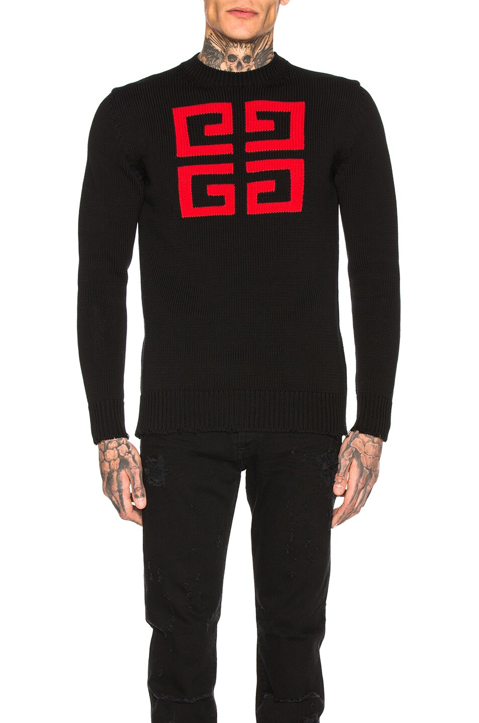 Image 1 of Givenchy Logo Sweatshirt in Black & Red