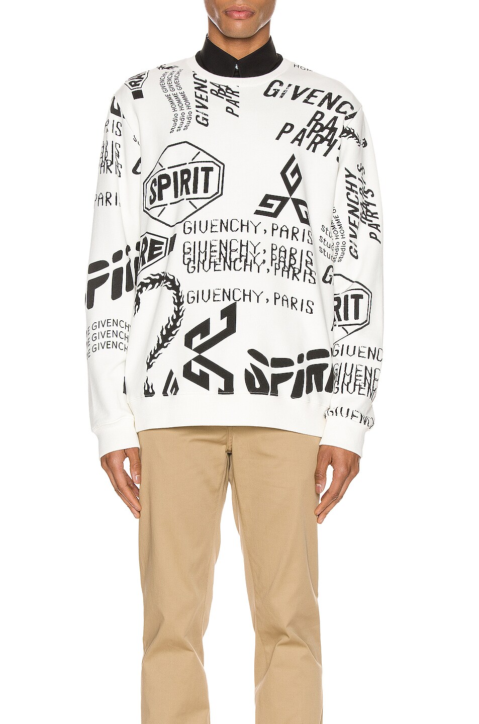 Image 1 of Givenchy Logo Melange Print All Over Sweatshirt in Off-White