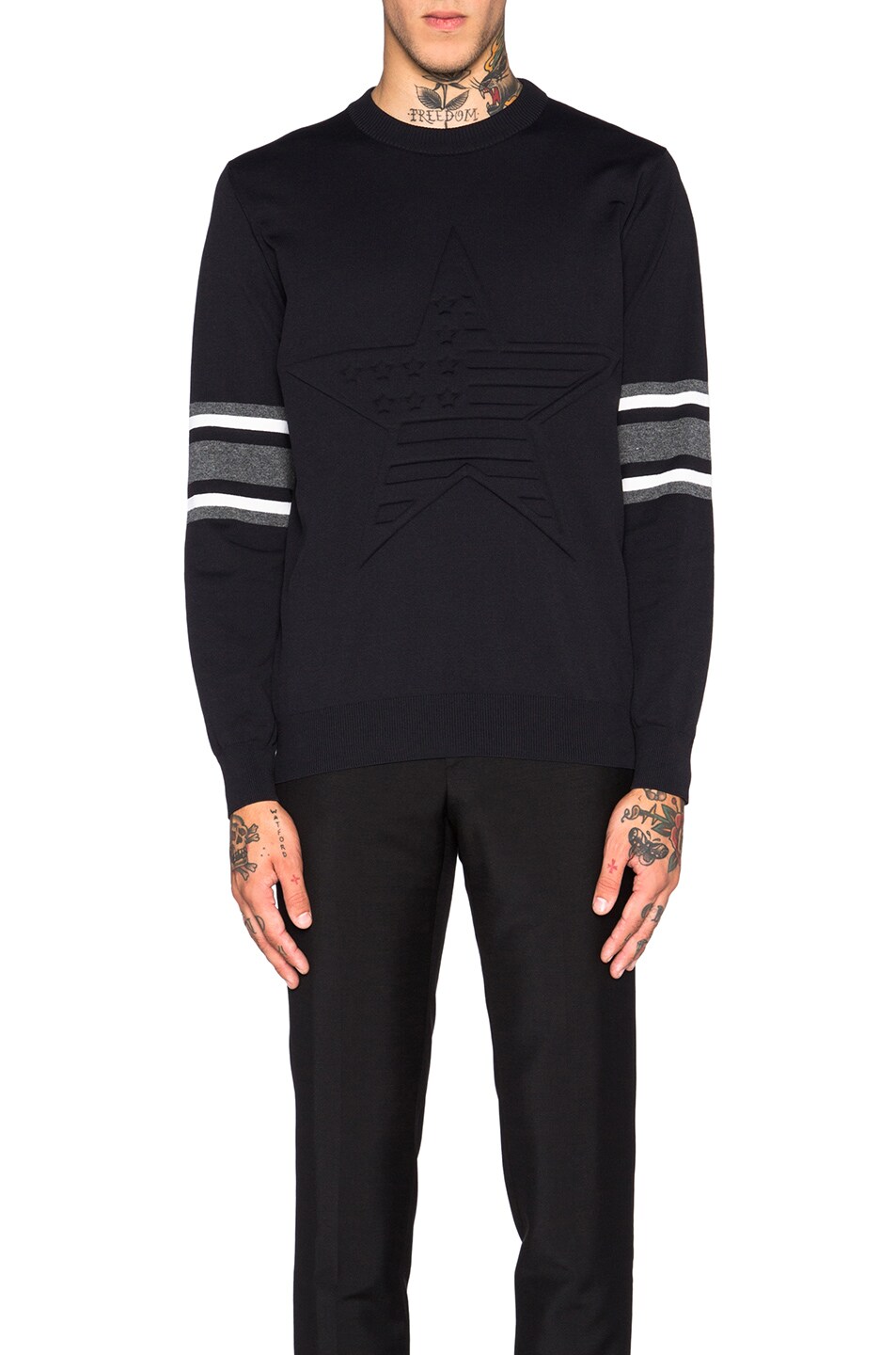 Image 1 of Givenchy Flag Print Star Sweater in Black