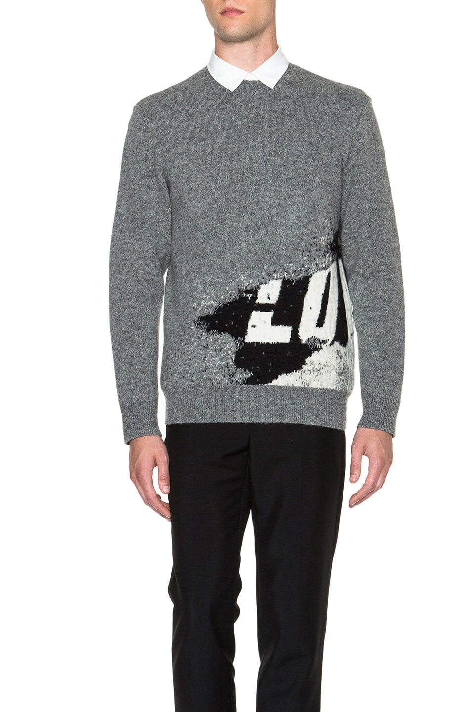Image 1 of Givenchy Love Print Jacquard Sweater in Grey