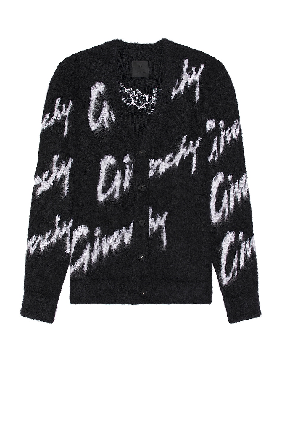 Image 1 of Givenchy Intarsia Mohair Cardigan in Black & White