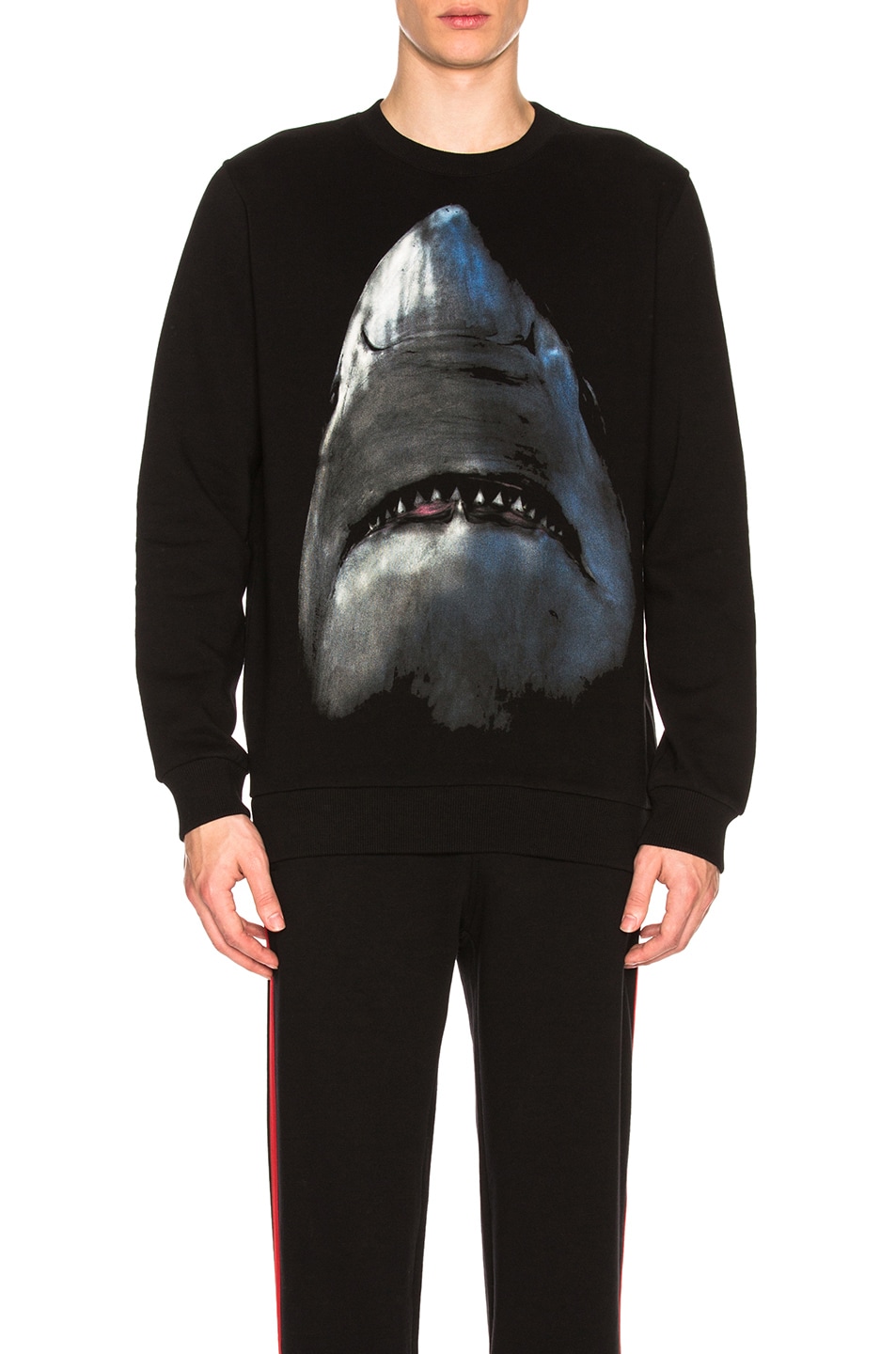 Image 1 of Givenchy Shark Print Crewneck Sweatshirt in Black