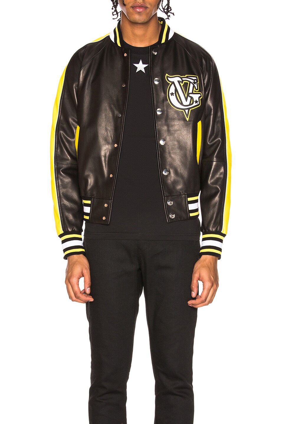 Image 1 of Givenchy Varsity Jacket in Black & Yellow