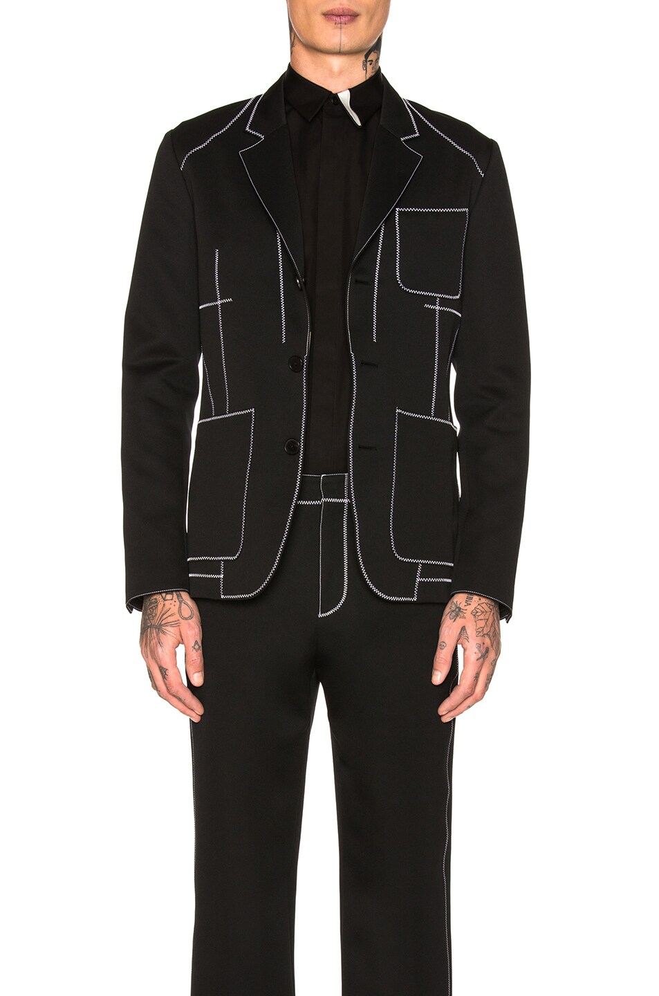 Image 1 of Givenchy Contrast Stitch Jacket in Black