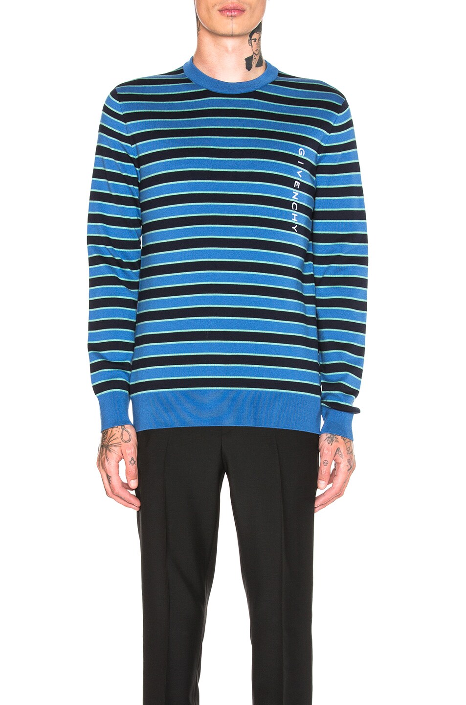 Image 1 of Givenchy Crew Neck Sweater in Black & Blue