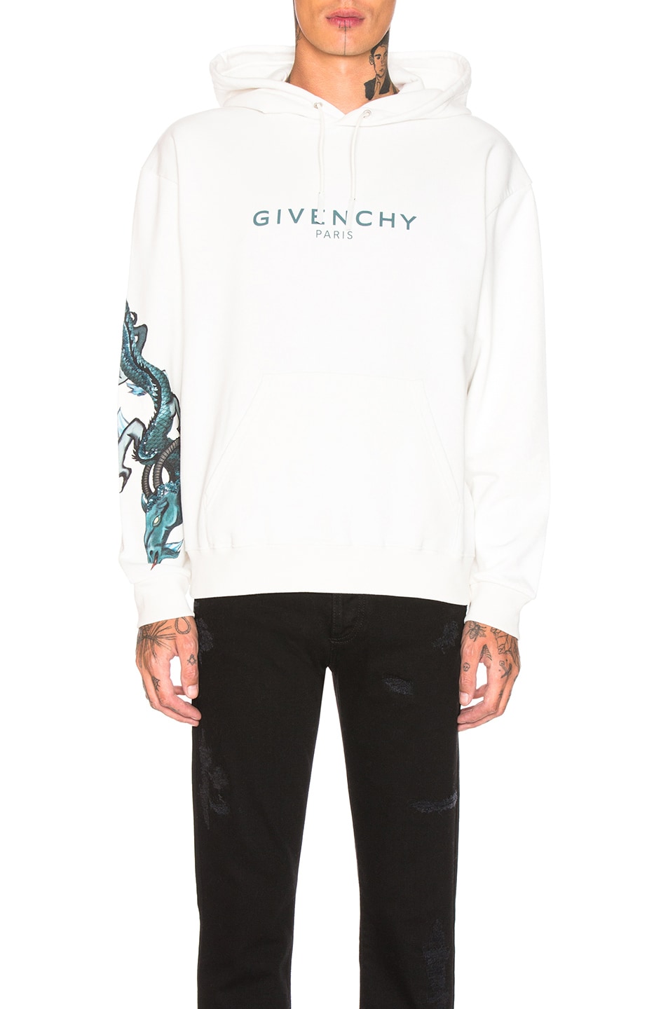 Image 1 of Givenchy Dragon Logo Hoodie in Natural