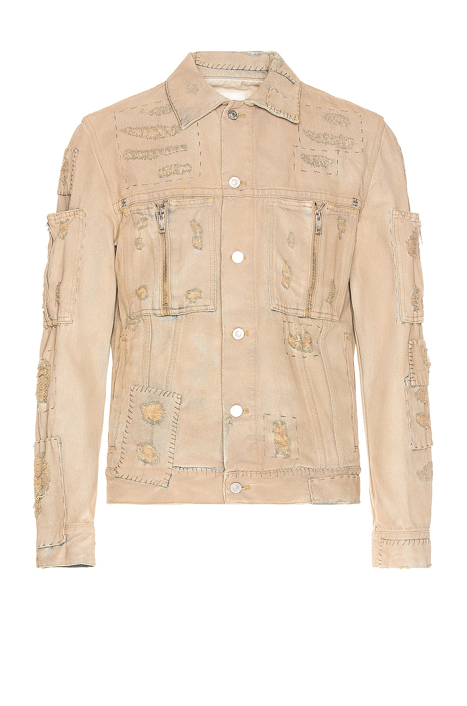 Image 1 of Givenchy Rip & Repair Denim Jacket in Beige
