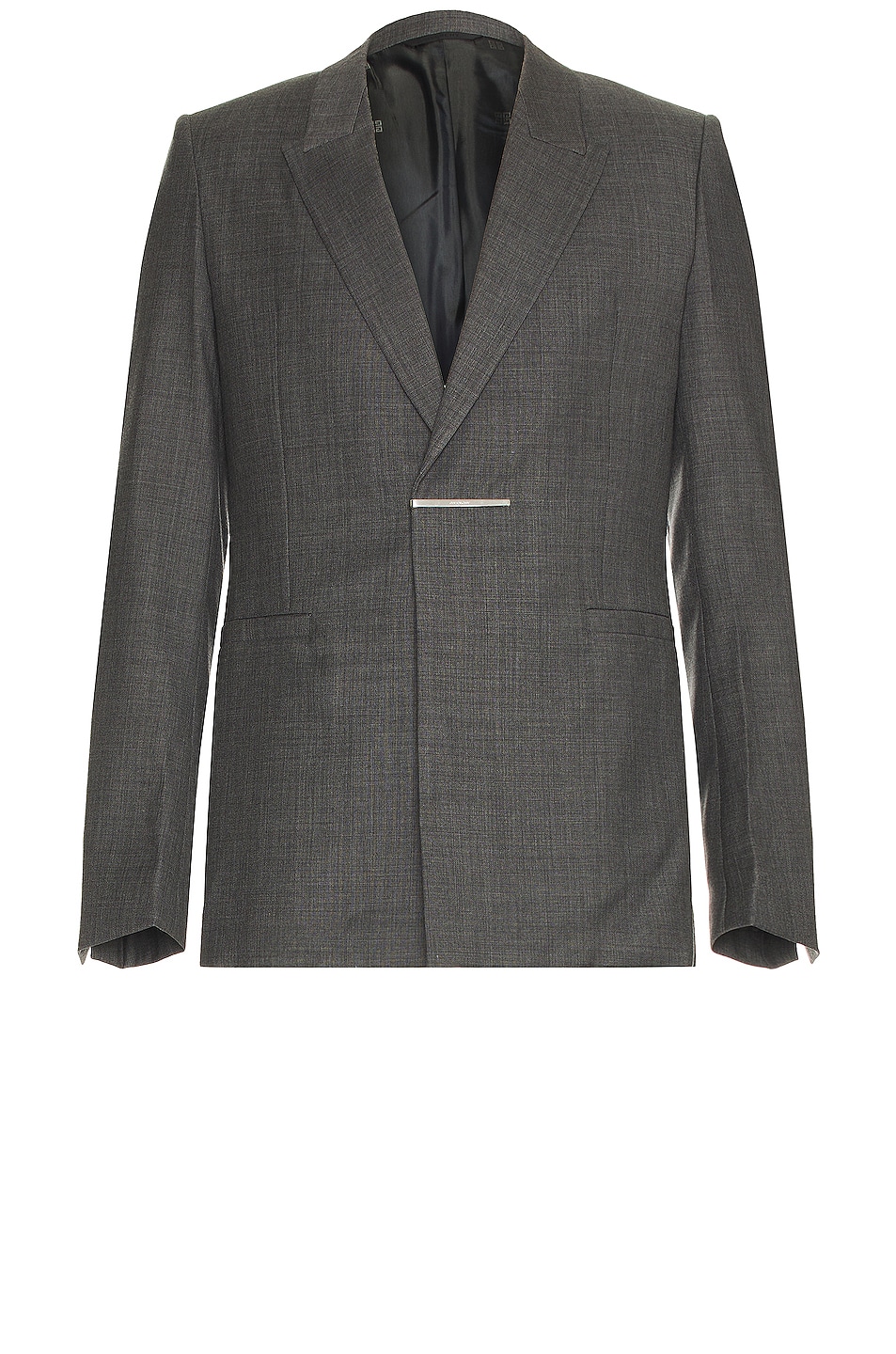 Image 1 of Givenchy Metal Bar Structured Blazer Jacket in Medium Grey