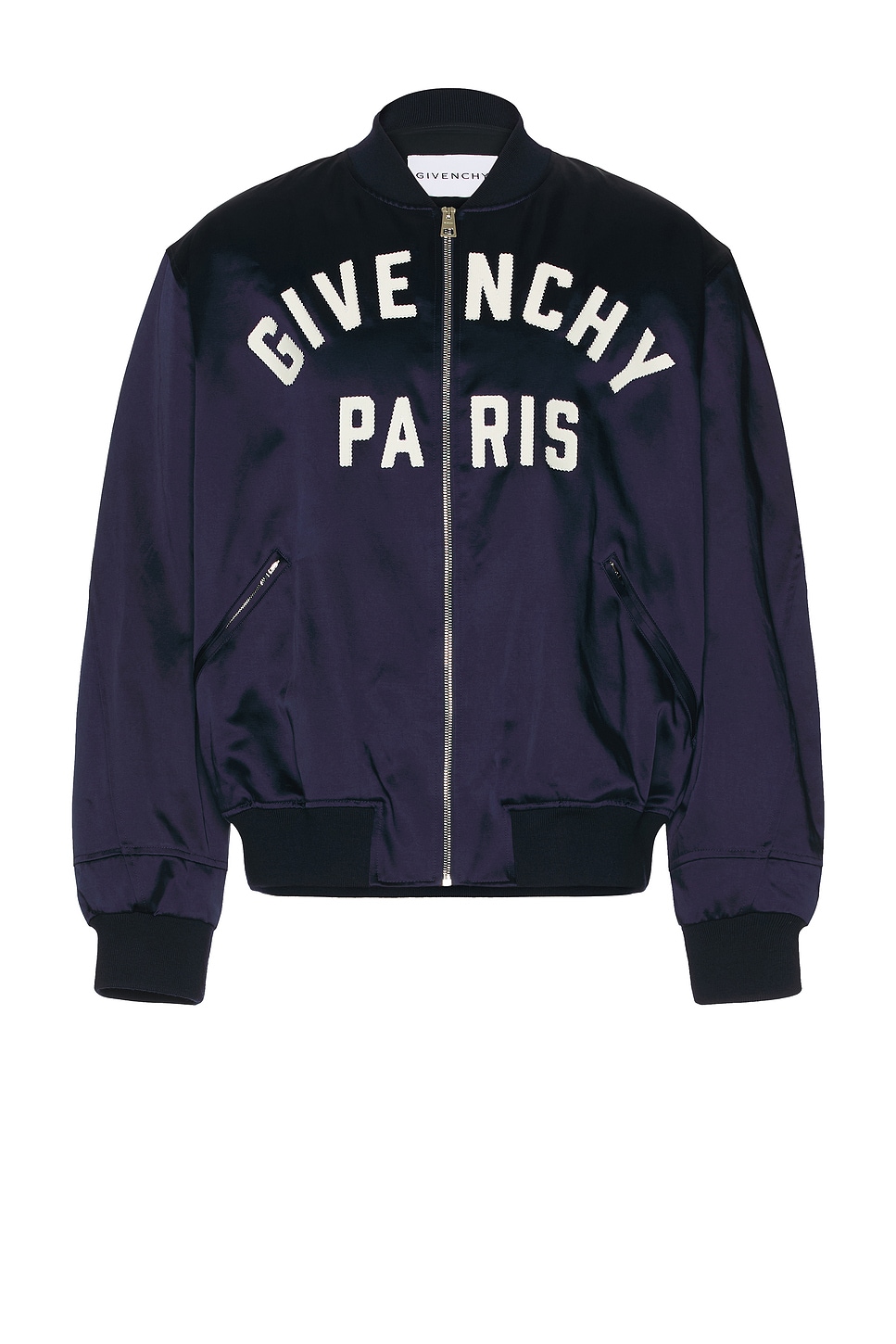 Satin Bomber Jacket in Navy