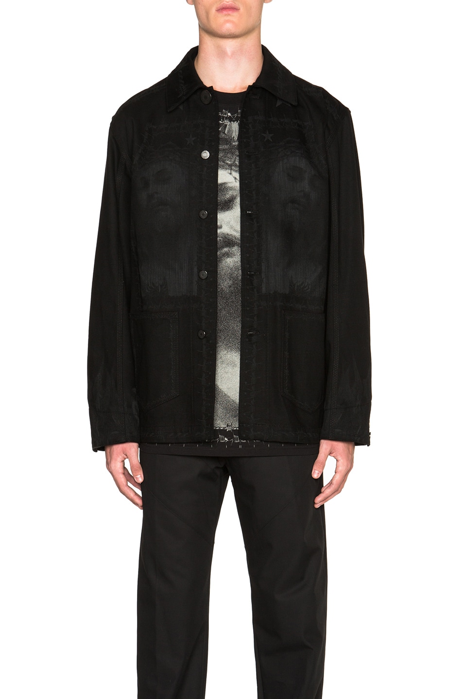 Image 1 of Givenchy Jesus Denim Jacket in Black