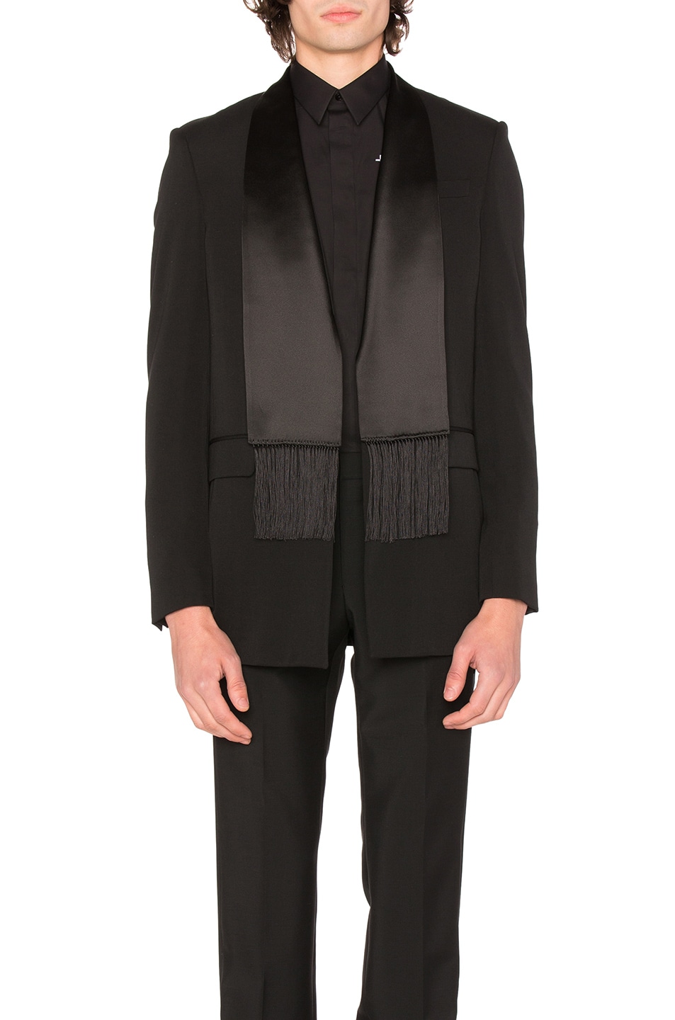 Image 1 of Givenchy Single Breast Scarf Collar Jacket in Black