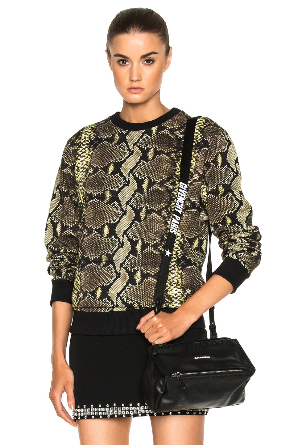 Image 1 of Givenchy Python & Stripe Sweatshirt in Black & Natural
