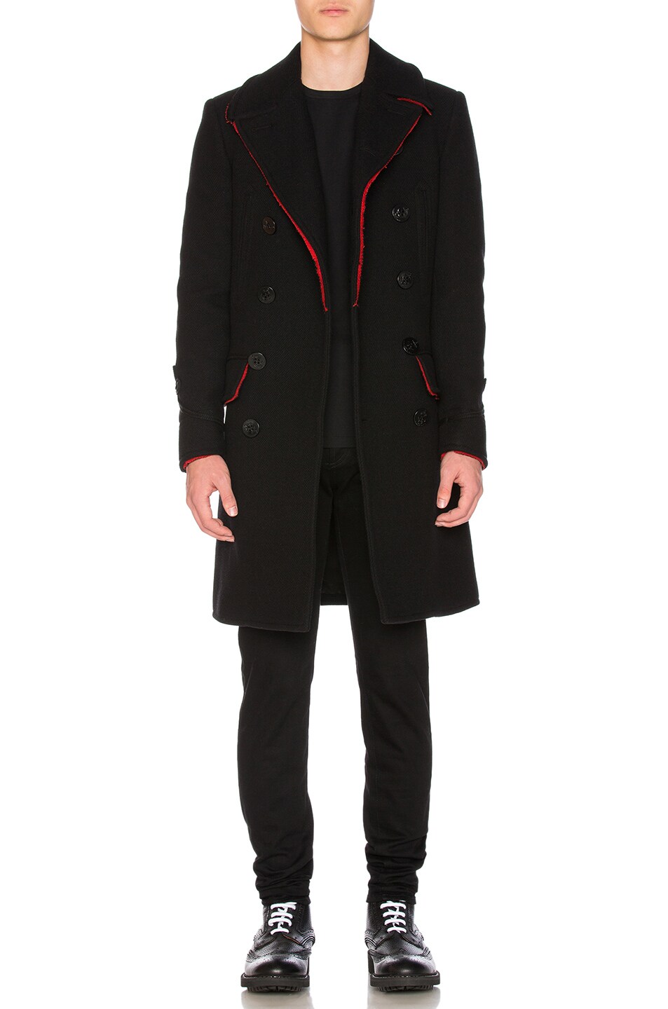 Image 1 of Givenchy Contrast Coat in Black & Red