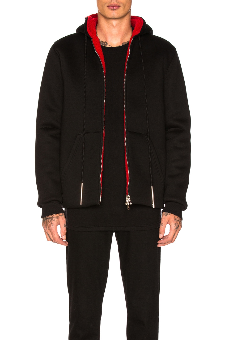 Image 1 of Givenchy Zip Up Hoodie in Black & Red