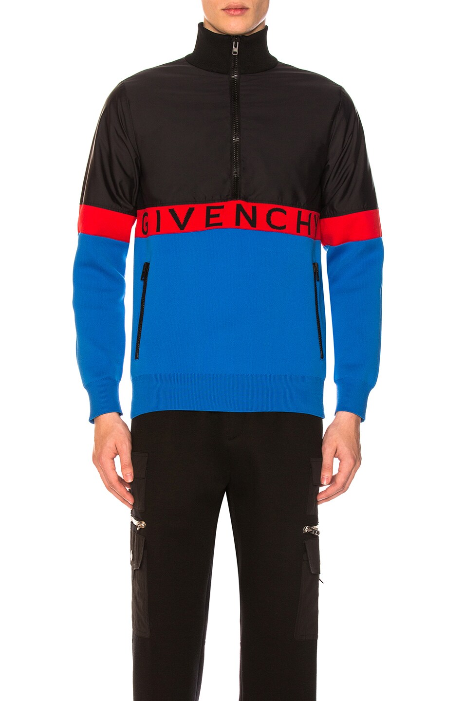 Image 1 of Givenchy Half-Zip Colorblock Jacket in Electric Blue