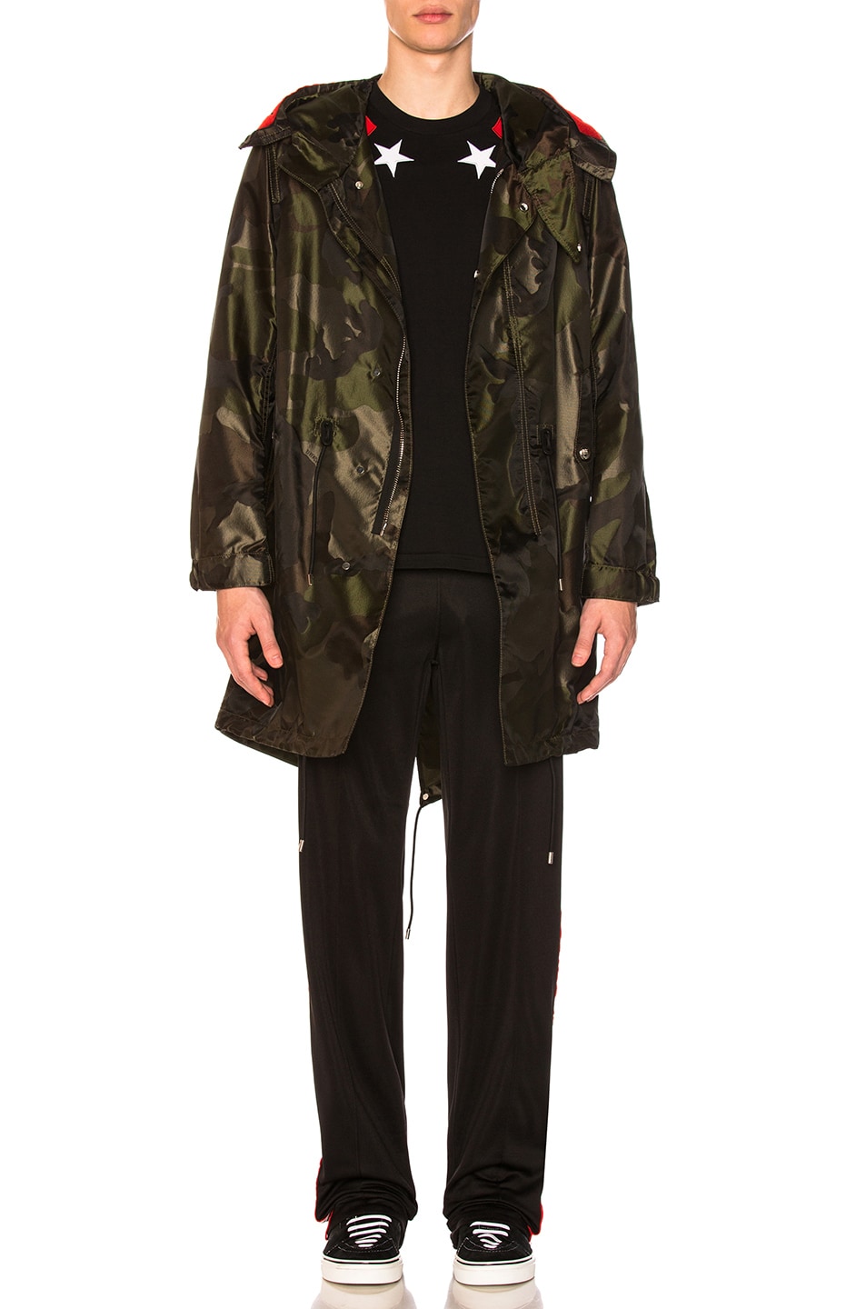 Image 1 of Givenchy Hooded Fishtail Jacket in Camo
