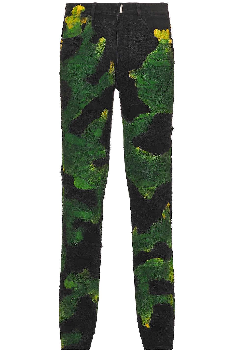 Image 1 of Givenchy Slim Fit Denim Trousers in Black & Green