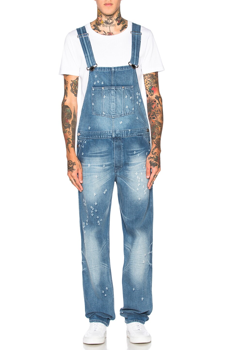 Image 1 of Givenchy Denim Overalls in Pale Blue & Sky Blue