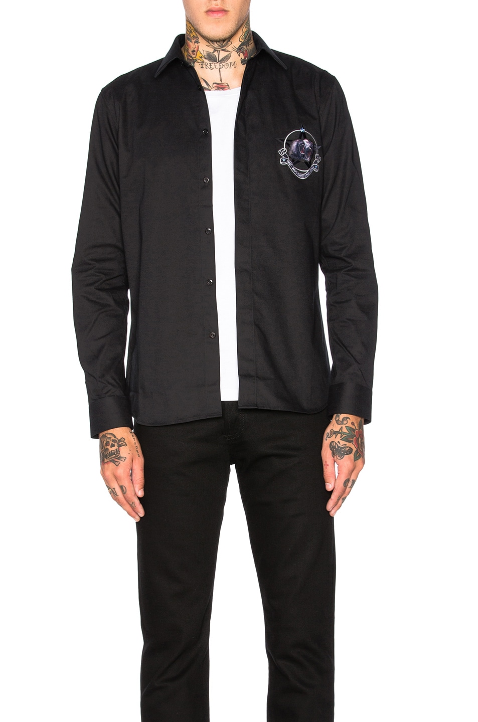 Image 1 of Givenchy Embroidered Patch Shirt in Black