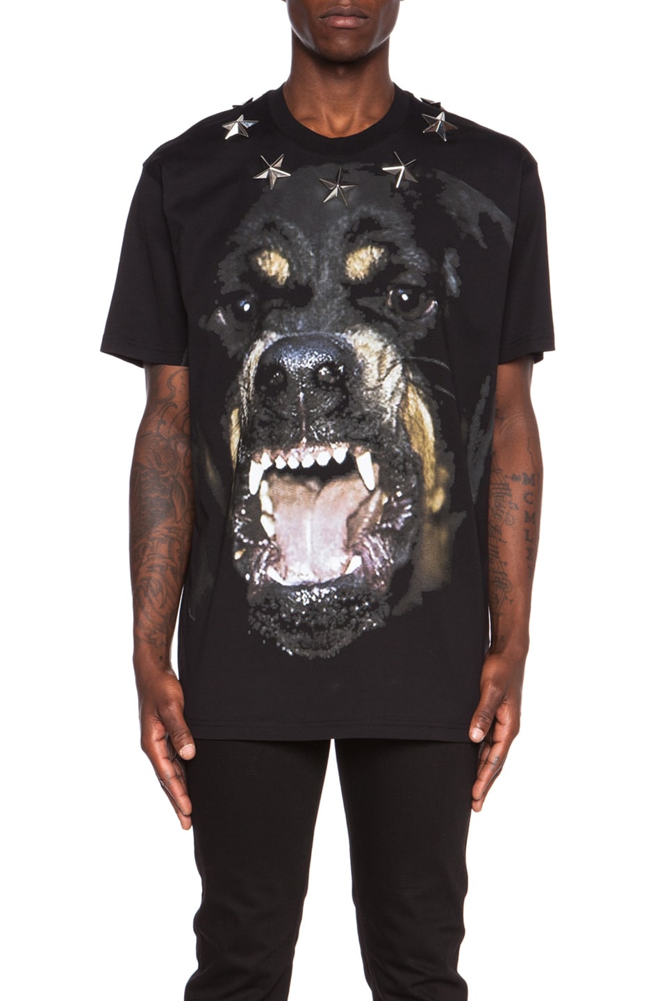 Givenchy Rottweiler Cotton Tee with Metal Star Detail in Black | FWRD