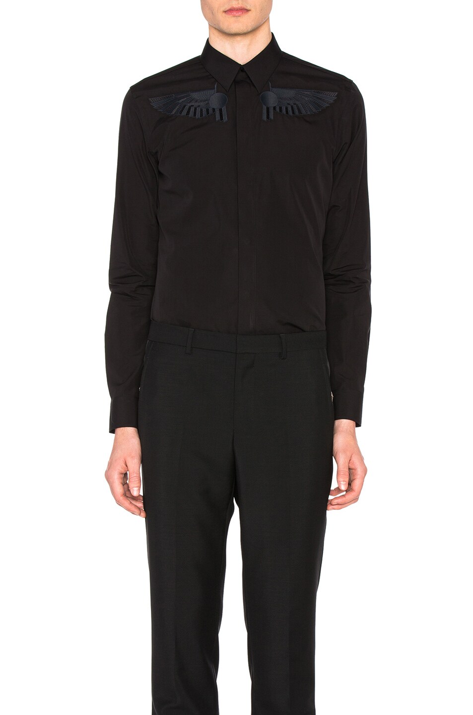 Image 1 of Givenchy Tonal Embroidered Wing Shirt in Black