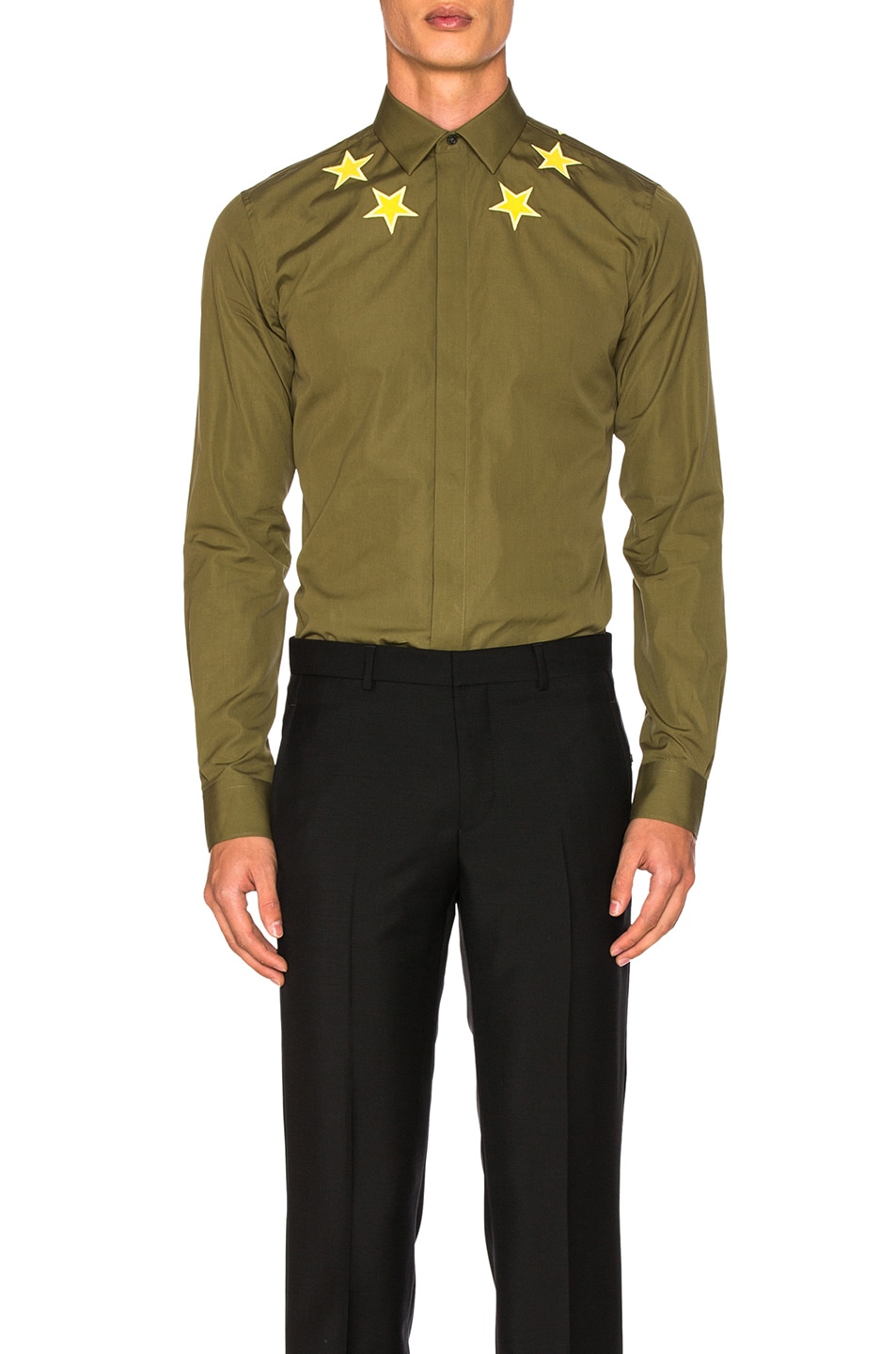 Image 1 of Givenchy Patch Star Shirt in Khaki & Yellow