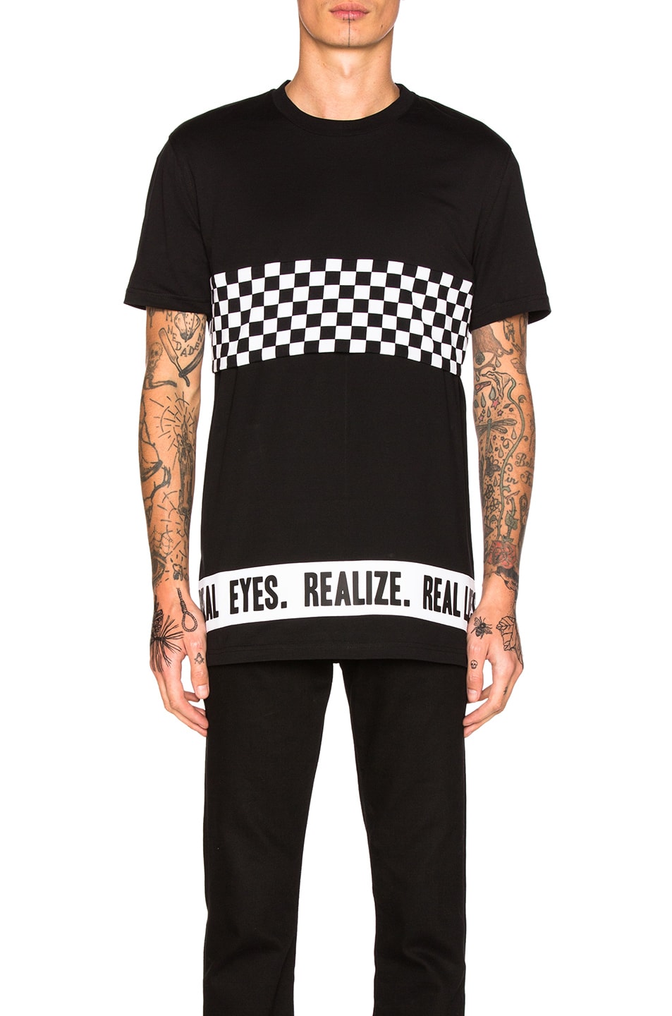 Image 1 of Givenchy Cropped Checkerboard Tee in Black & White