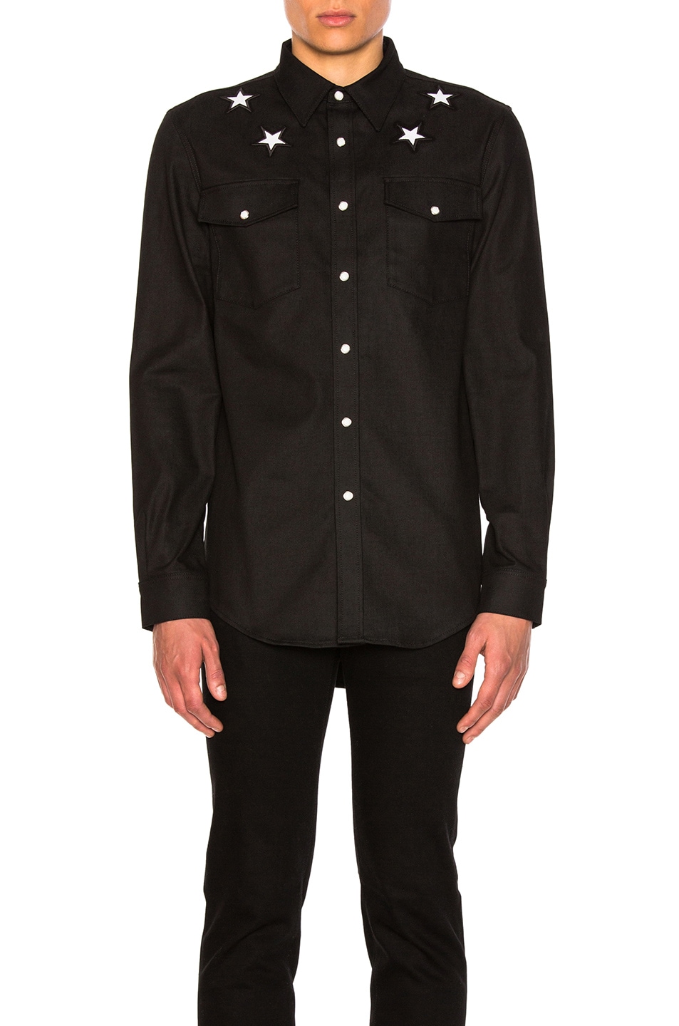 Image 1 of Givenchy Denim Shirt with Stars in Black