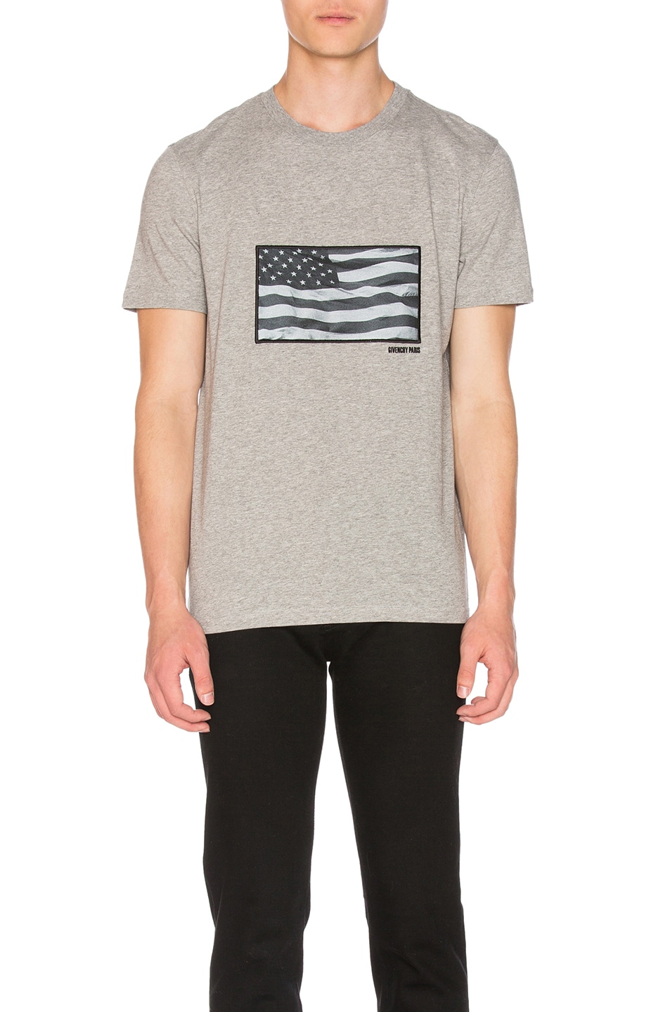 Image 1 of Givenchy Cuban Fit American Flag Print Tee in Grey