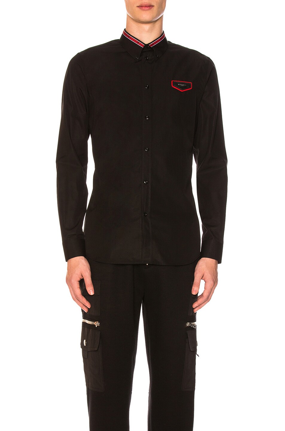 Image 1 of Givenchy Long Sleeve Embroidered Shirt in Black