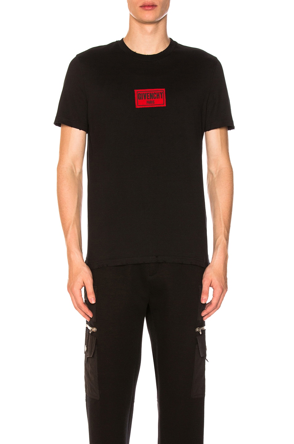 Image 1 of Givenchy Distressed Logo T-Shirt in Black