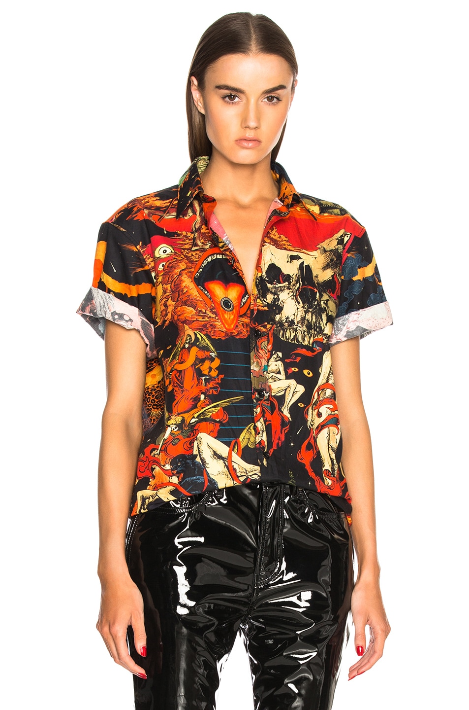 Image 1 of Givenchy Print Short Sleeve Shirt in Orange