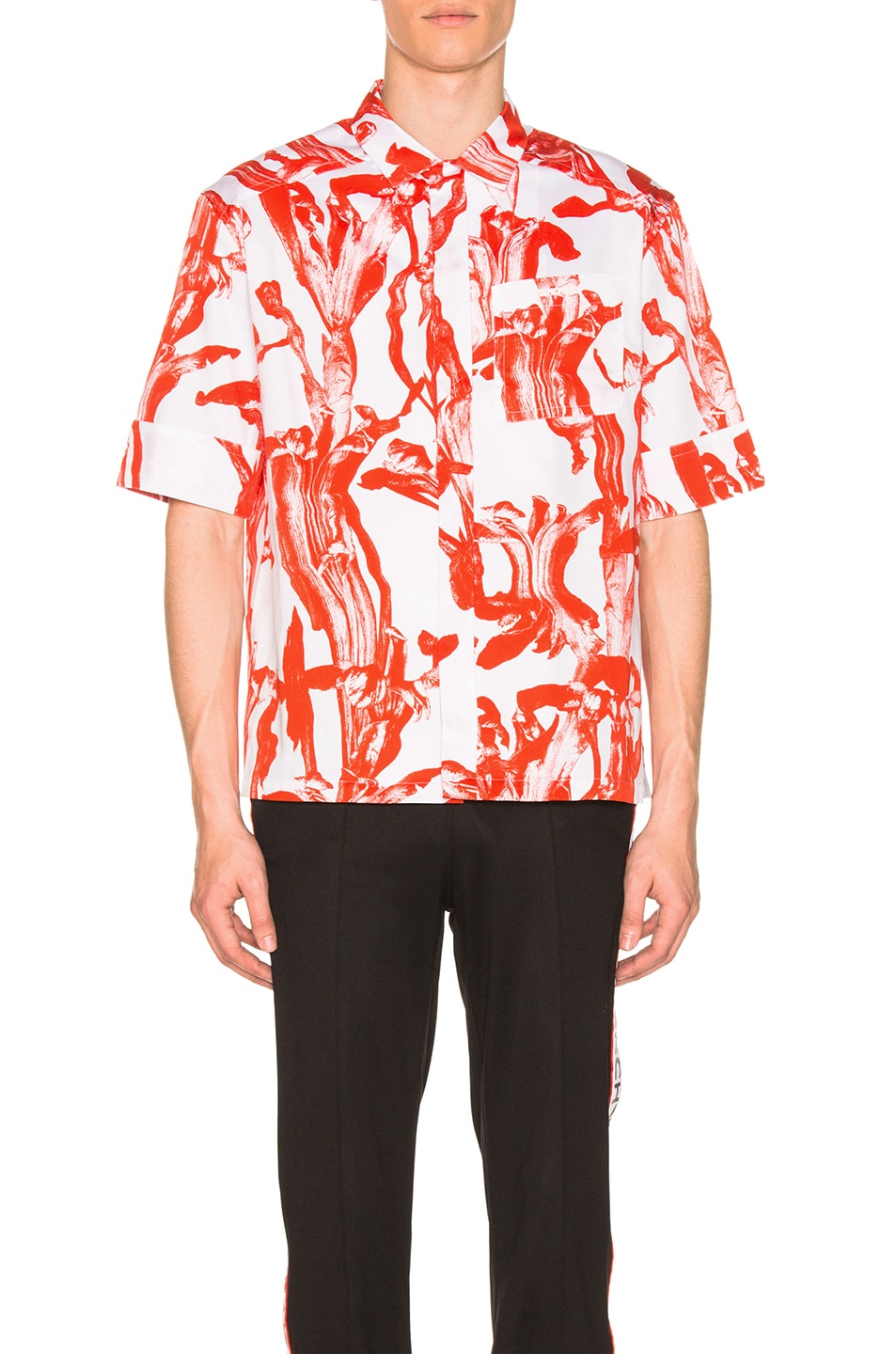 Image 1 of Givenchy Short Sleeve Shirt in White & Red