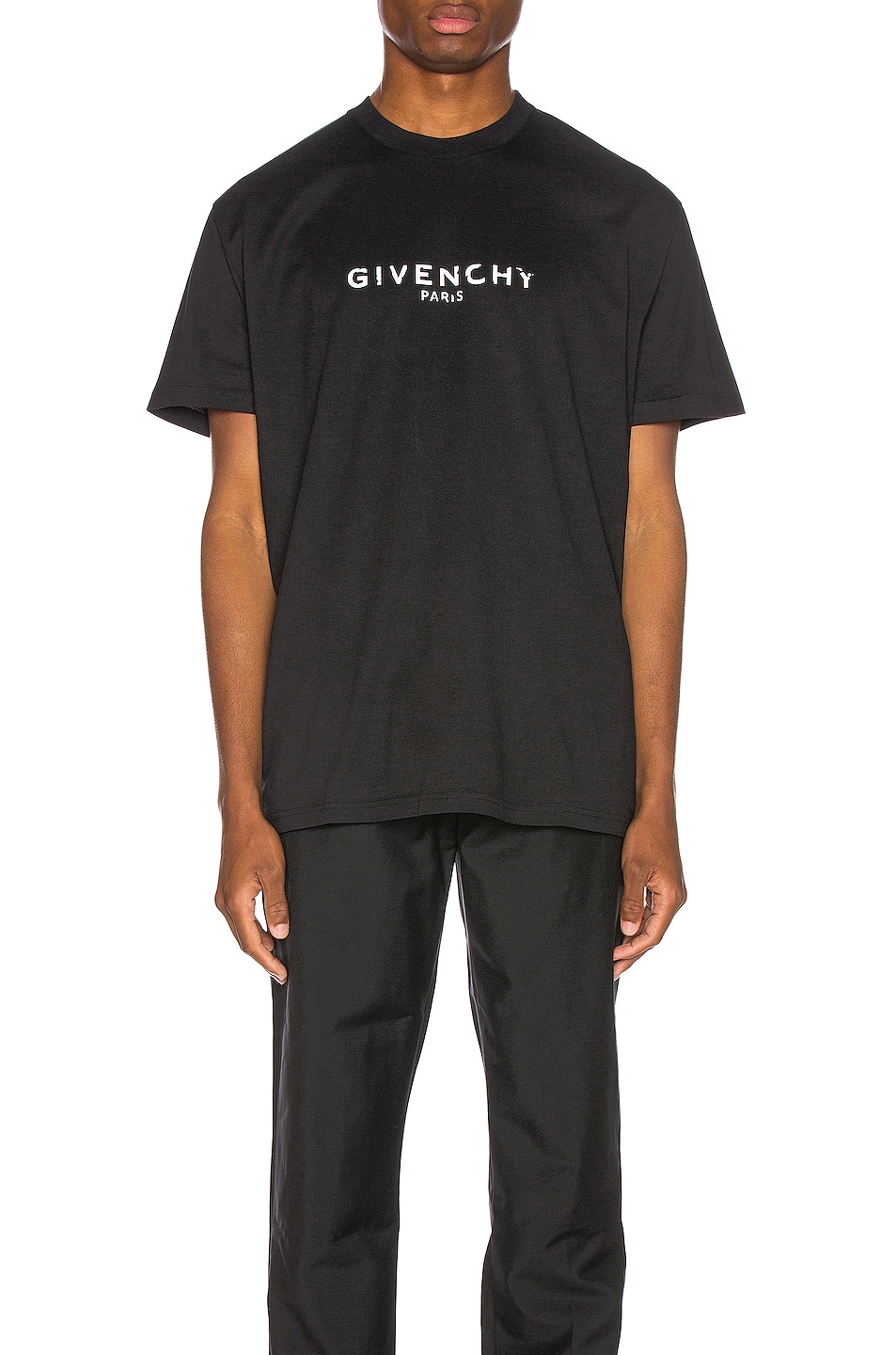 Image 1 of Givenchy Distressed Logo Tee in Black