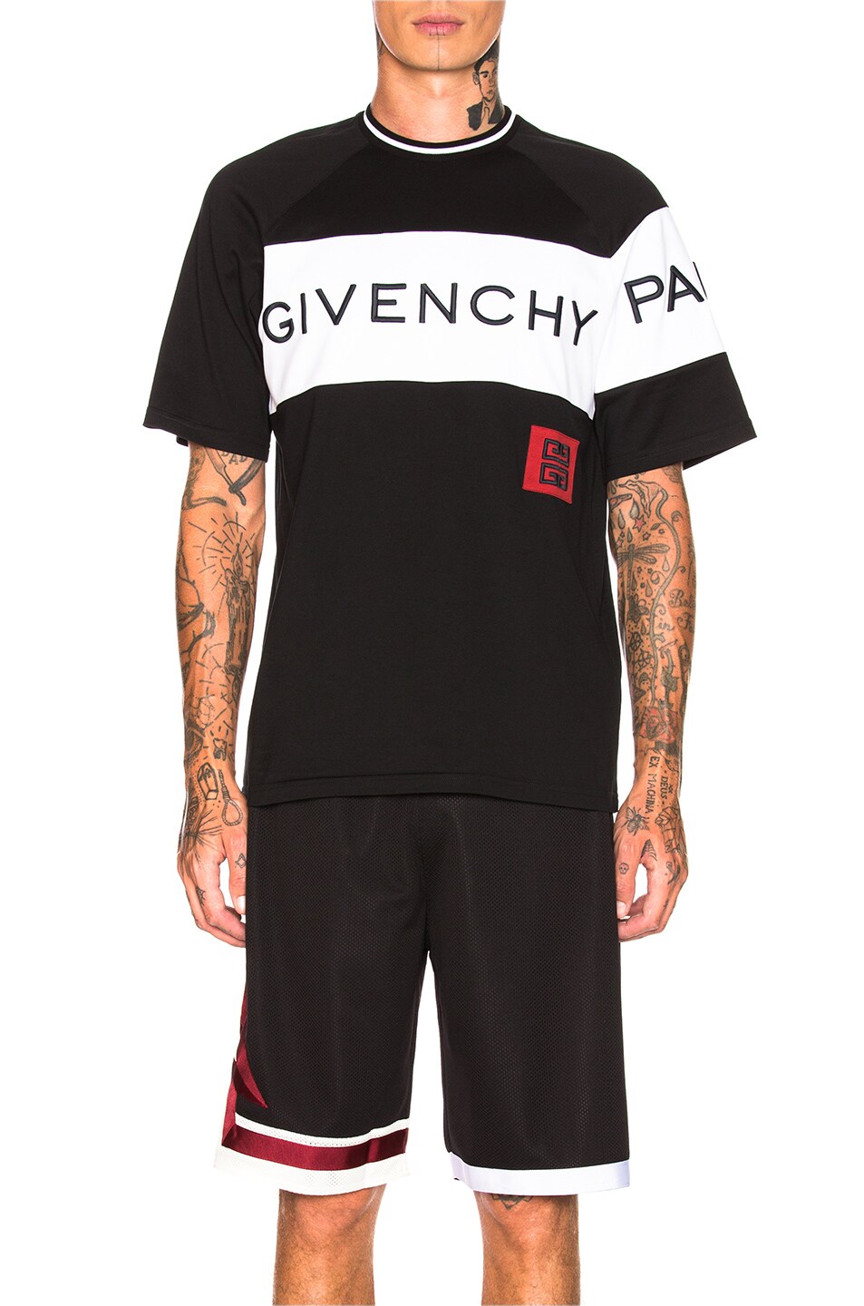 Image 1 of Givenchy Color Block Logo Tee in Black