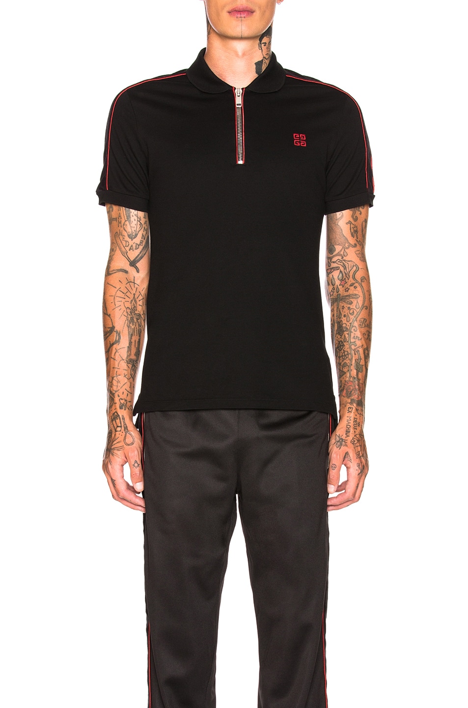 Image 1 of Givenchy Zip Polo in Black