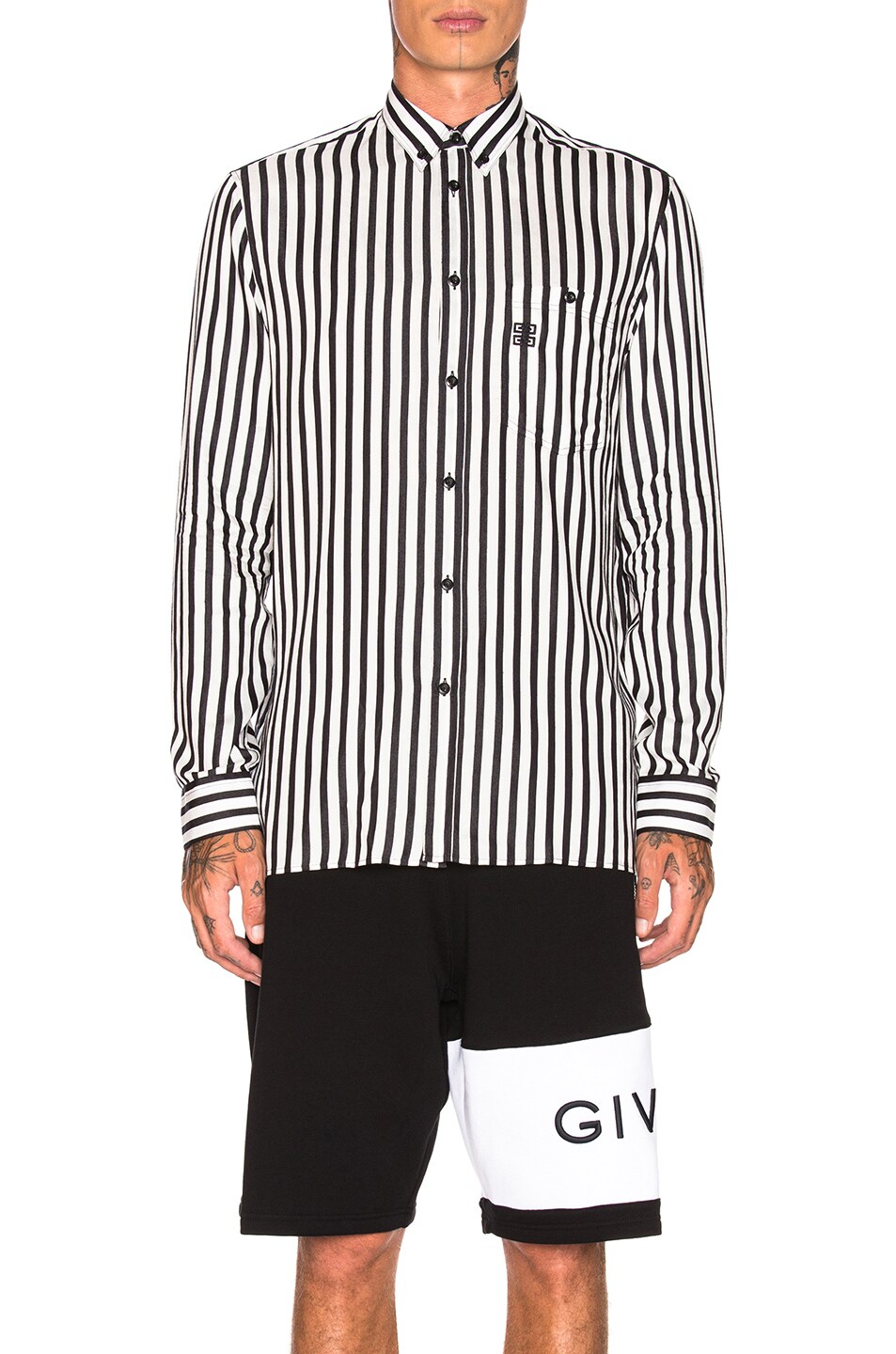 Givenchy Striped Shirt in Black and White | FWRD