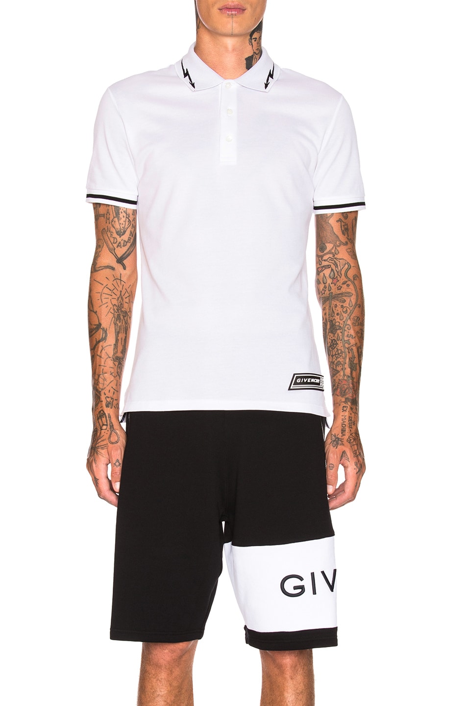 Image 1 of Givenchy Lightning Bolt Polo in White & Black